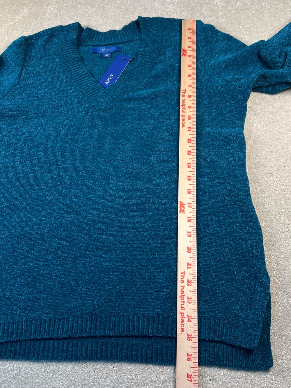 Apt 9 Sweater V Neck Blue Chenille NWT Soft Comfy Pullover Casual Women's Large - Picture 9 of 10
